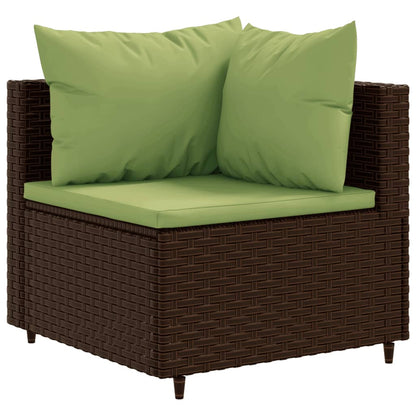 6-delige Loungeset met kussens poly rattan bruin