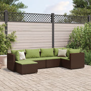 Loungeset 6-delig poly rattan bruin