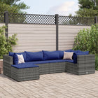 6-piece Lounge Set with Cushions Poly Rattan Grey