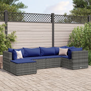 Loungeset 6-delig poly rattan grijs