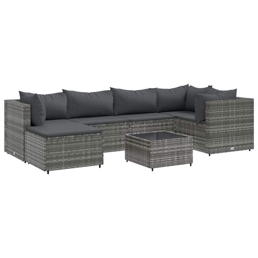 7-Delige Loungeset Met Kussens Poly Rattan 1