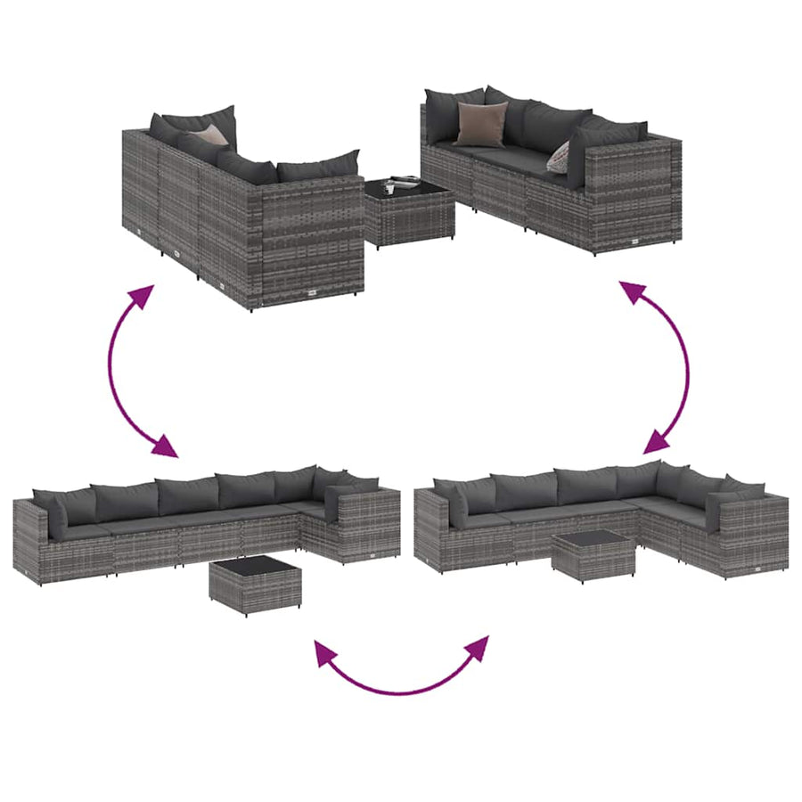 7-Delige Loungeset Met Kussens Poly Rattan 1