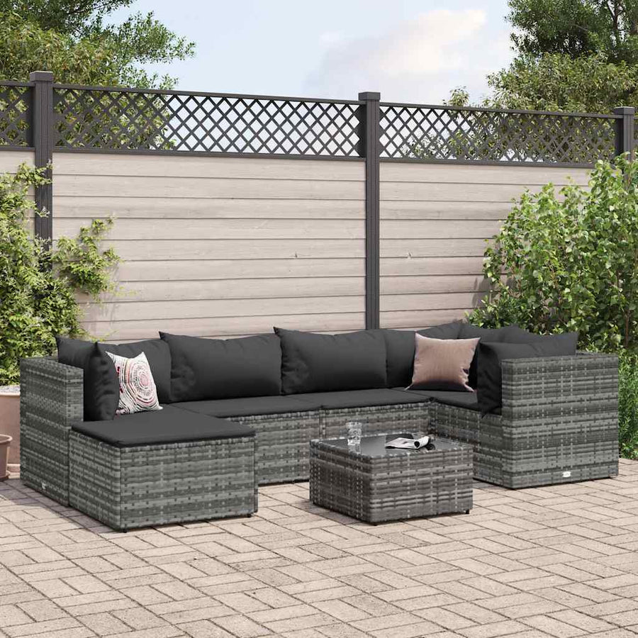 7-Delige Loungeset Met Kussens Poly Rattan 1