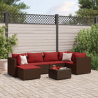 7-delige Loungeset met kussens poly rattan bruin