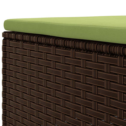 7-Delige Loungeset Met Kussens Poly Rattan 1 Bruin en groen