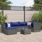 7-delige Loungeset met kussens poly rattan grijs