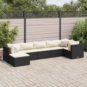 Loungeset 7-delig poly rattan zwart beige