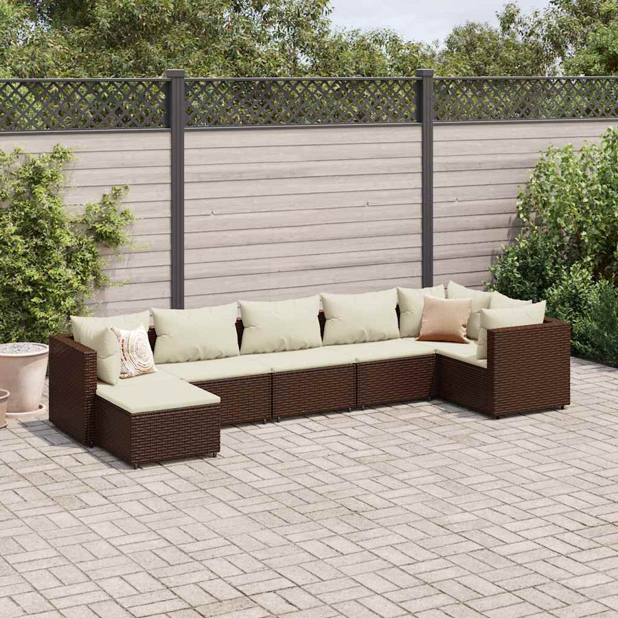 7-Delige Loungeset Met Kussens Poly Rattan 1