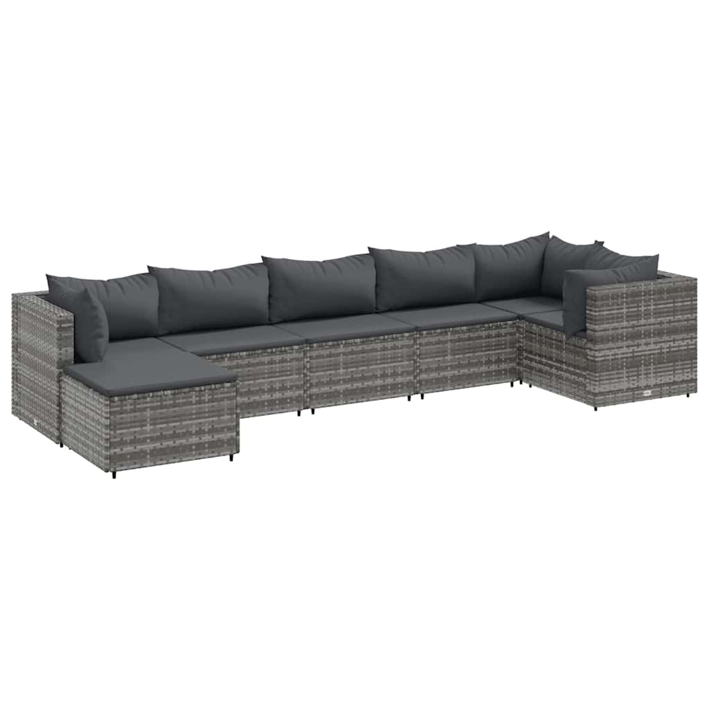 7-Delige Loungeset Met Kussens Poly Rattan 1