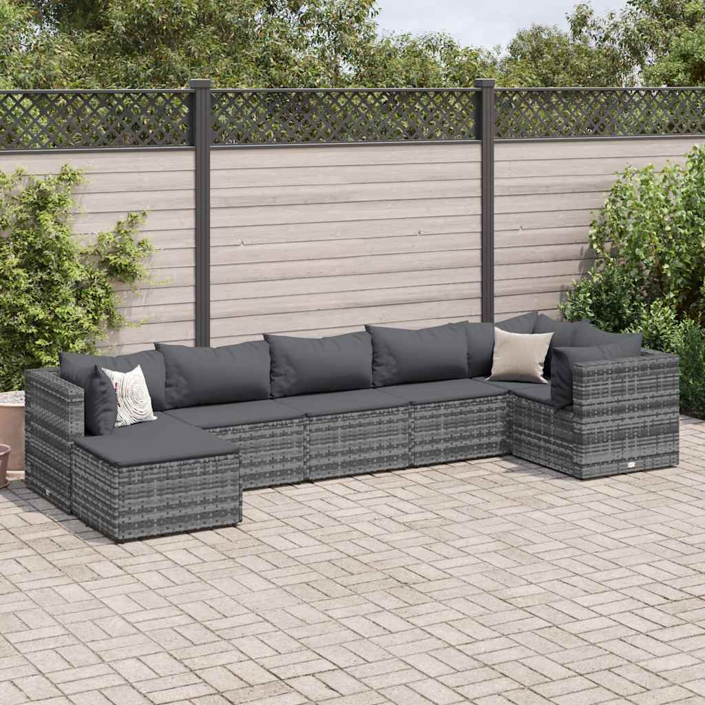 7-Delige Loungeset Met Kussens Poly Rattan 1