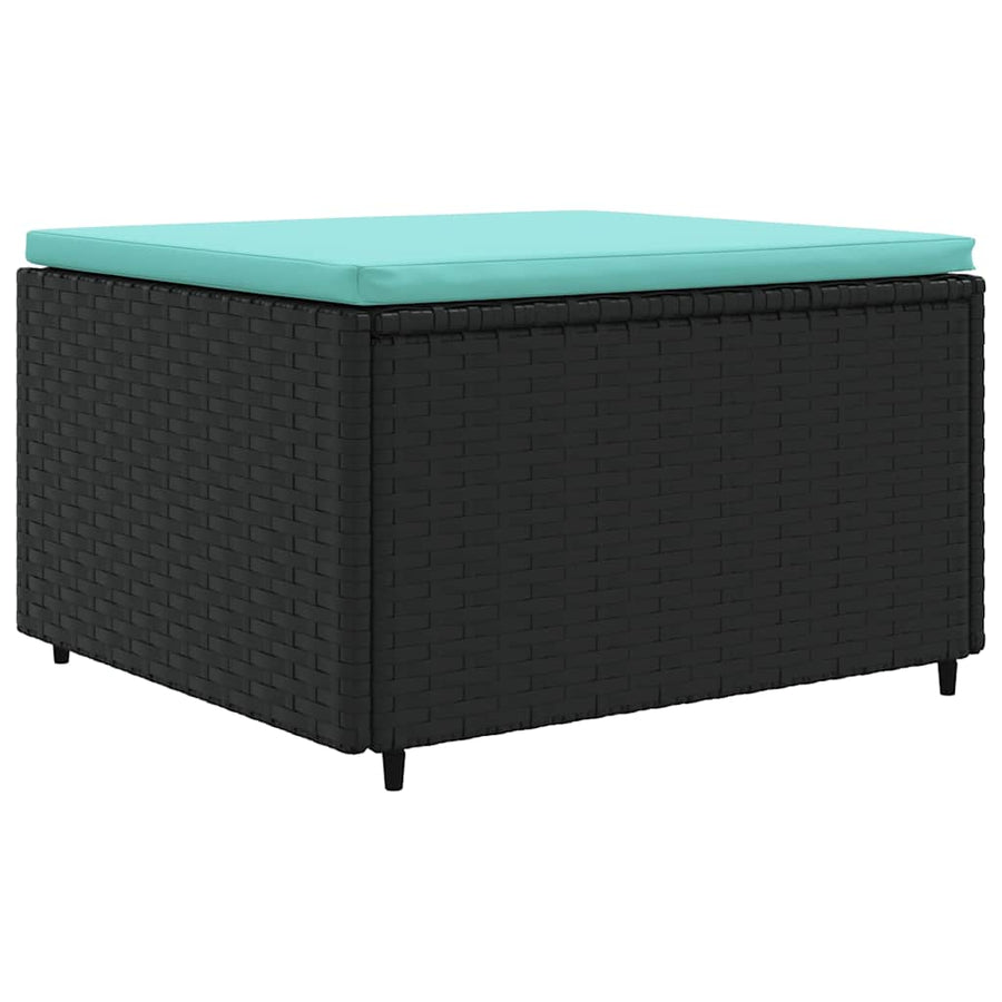 7-delige Loungeset met kussens poly rattan zwart