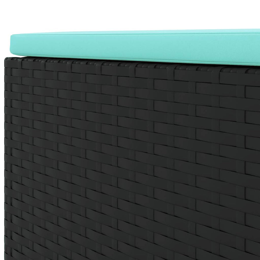 7-delige Loungeset met kussens poly rattan zwart