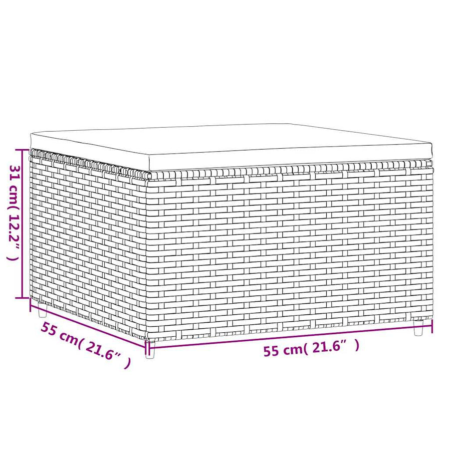 7-delige Loungeset met kussens poly rattan bruin
