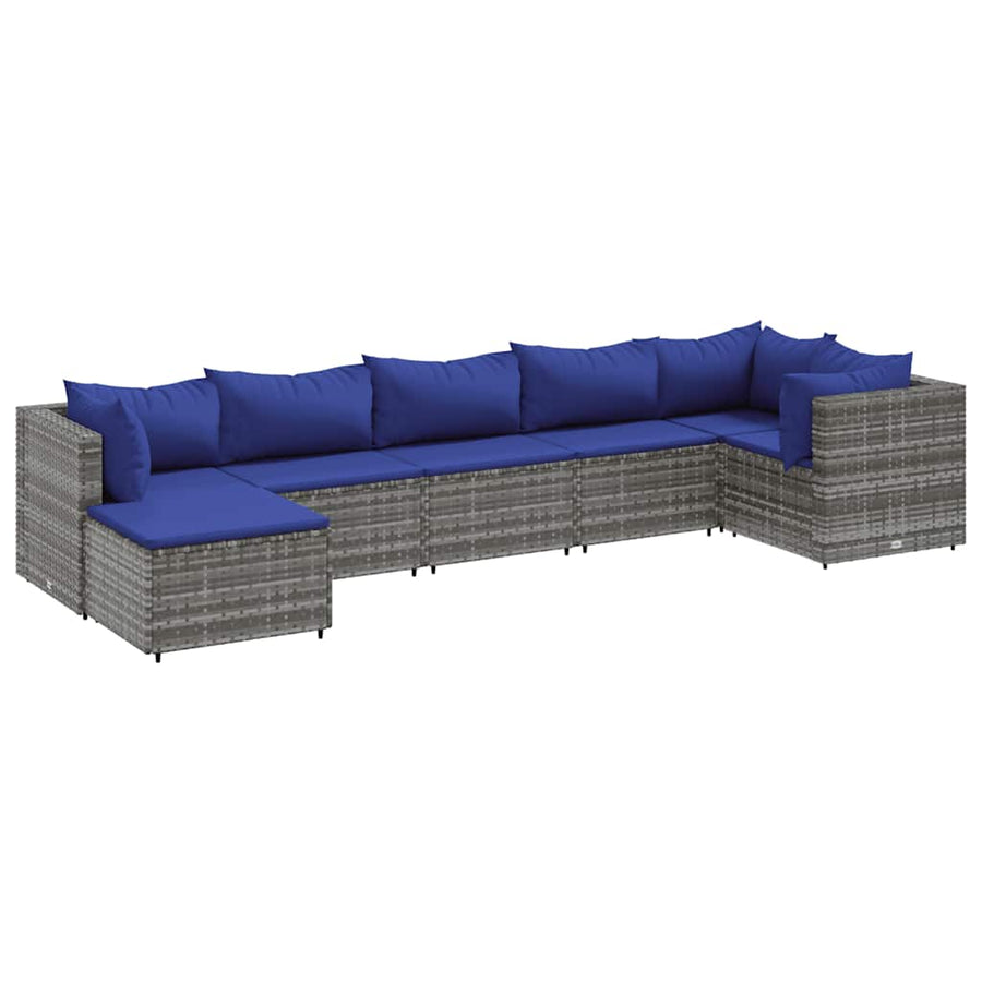 7-Delige Loungeset Met Kussens Poly Rattan 1