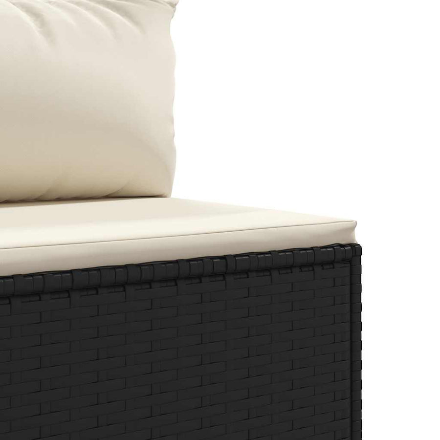 8-Delige Loungeset Met Kussens Poly Rattan 1 Zwart en crème