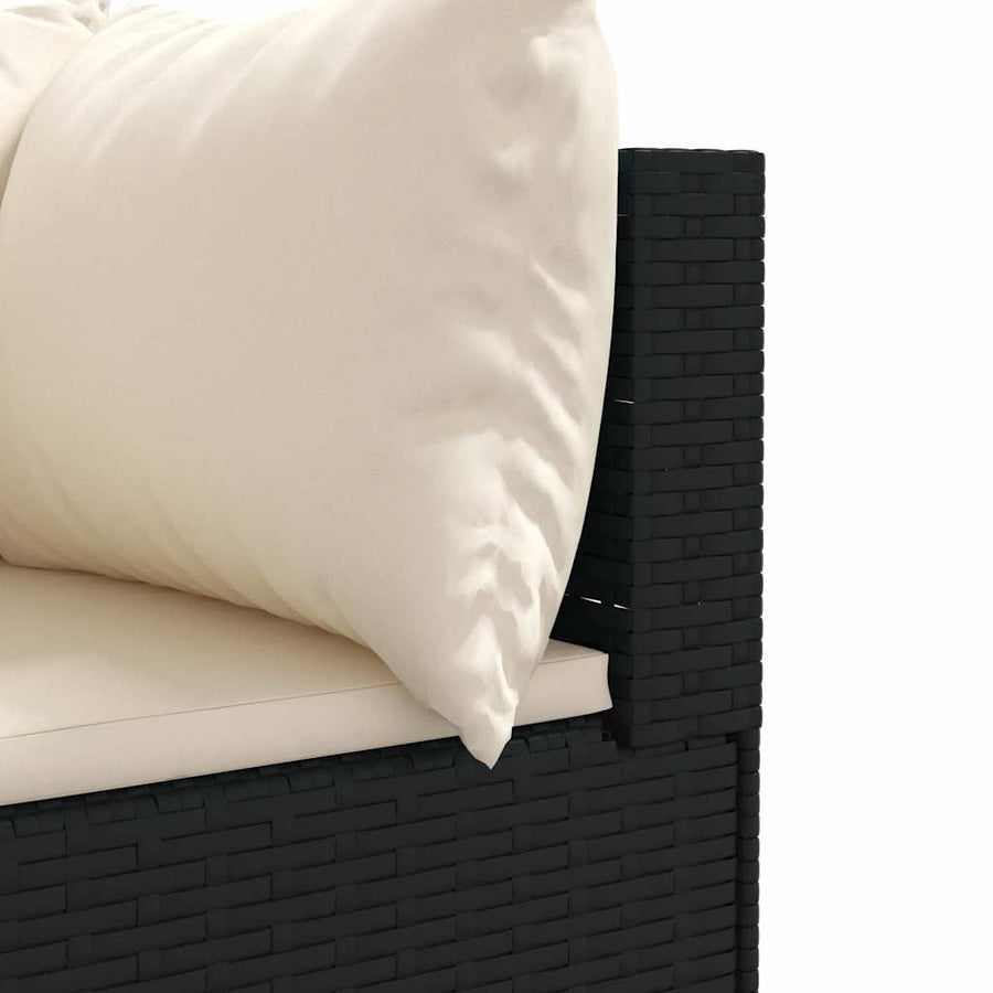 8-Delige Loungeset Met Kussens Poly Rattan 1 Zwart en crème
