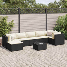 8-Delige Loungeset Met Kussens Poly Rattan 1 Zwart en crème