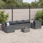 8-delige Loungeset met kussens poly rattan grijs