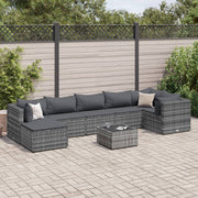 Loungeset poly rattan 8-delig grijs