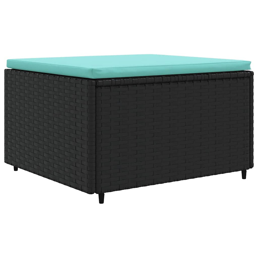 8-Delige Loungeset Met Kussens Poly Rattan 1 Zwart en blauw