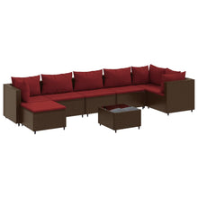8-delige Loungeset met kussens poly rattan bruin