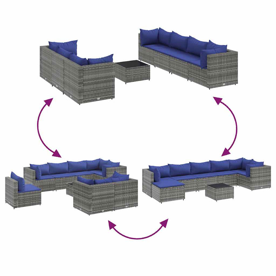 8-Delige Loungeset Met Kussens Poly Rattan 1