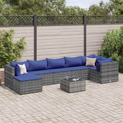 Loungeset 8-delig poly rattan grijs blauw
