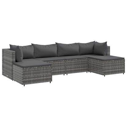 6-Delige Loungeset Met Kussens Poly Rattan Grijs