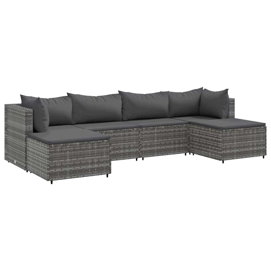 6-Delige Loungeset Met Kussens Poly Rattan Grijs