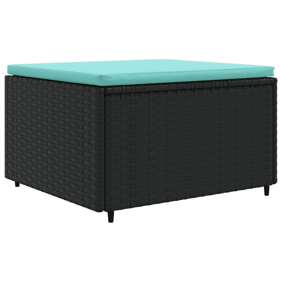 6-delige Loungeset met kussens poly rattan zwart