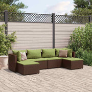 Loungeset 6-delig poly rattan bruin