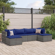 Loungeset 6-delig poly rattan grijs