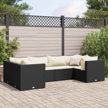 Loungeset Met Kussens Poly Rattan 6 Zwart en crème