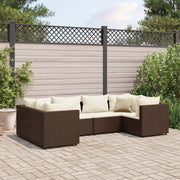Loungeset poly rattan 6-delig bruin