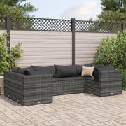 Loungeset 6-delig poly rattan grijs