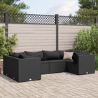 6-piece Lounge Set with Cushions Poly Rattan Black