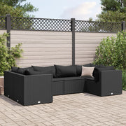 Loungeset 6-delig poly rattan zwart