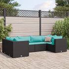6-piece Lounge Set with Cushions Poly Rattan Black