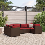Loungeset 6-delig poly rattan bruin