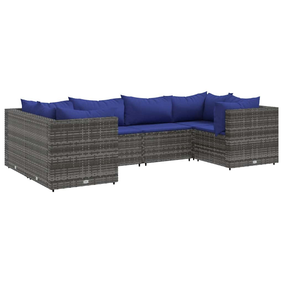 6-Delige Loungeset Met Kussens Poly Rattan 1