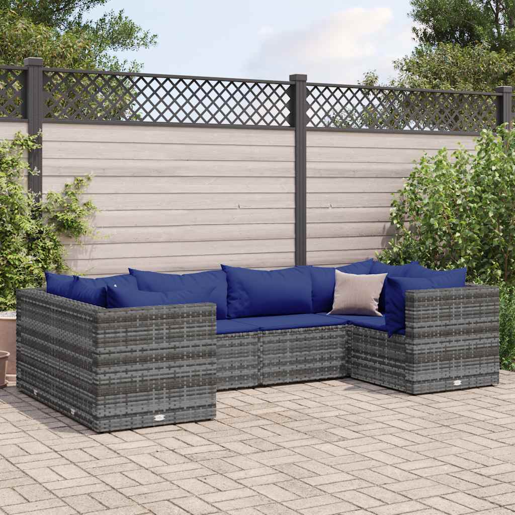 6-Delige Loungeset Met Kussens Poly Rattan 1
