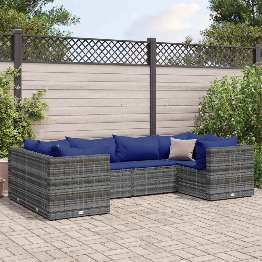 6-Delige Loungeset Met Kussens Poly Rattan 1