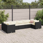 Loungeset 7-delig poly rattan zwart beige