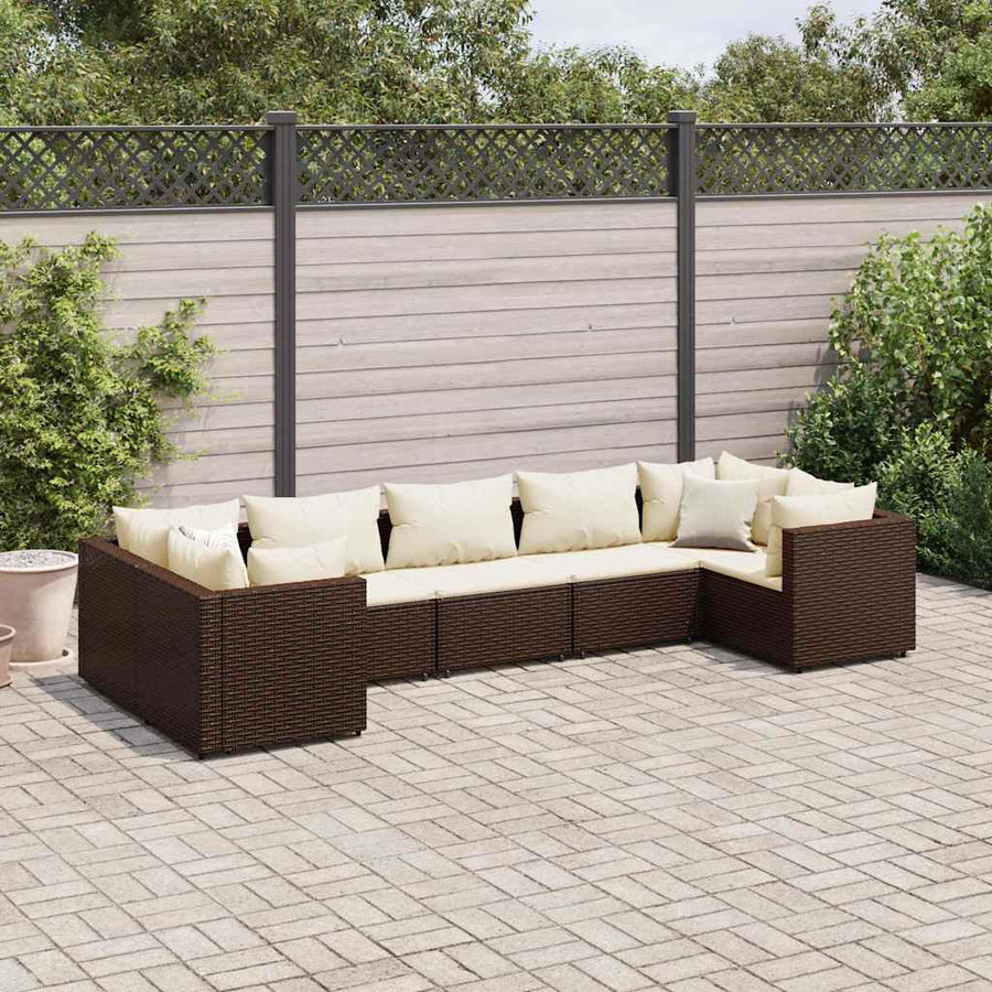 7-Delige Loungeset Met Kussens Poly Rattan 1