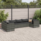 7-delige Loungeset met kussens poly rattan grijs