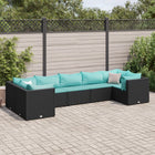 7-piece lounge set with cushions poly rattan black