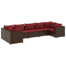 7-delige Loungeset met kussens poly rattan bruin