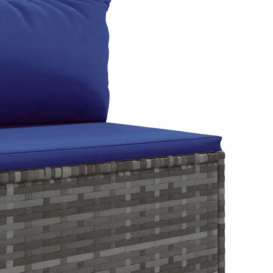 7-delige Loungeset met kussens poly rattan grijs