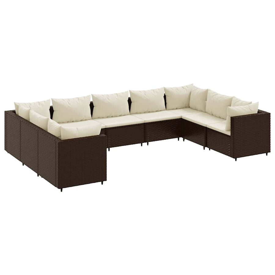 9-Delige Loungeset Met Kussens Poly Rattan 1