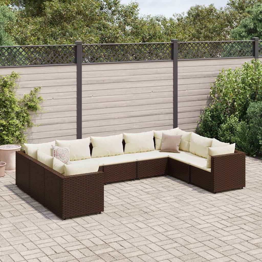 9-Delige Loungeset Met Kussens Poly Rattan 1